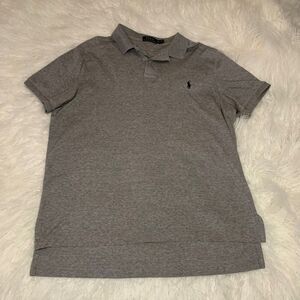 Polo Ralph Lauren Custom Fit Mens Shirt Gray Black Pony Polo Short Sleeve XL